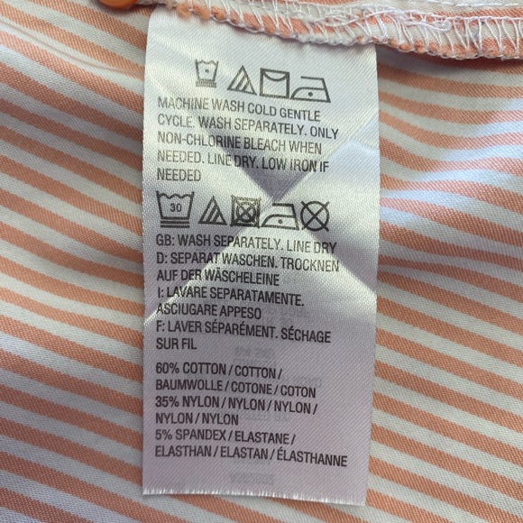 Linea by Louis Dell'Olio Size 2 White and Orange Bell Sleeve Striped Blouse - Picture 7 of 14